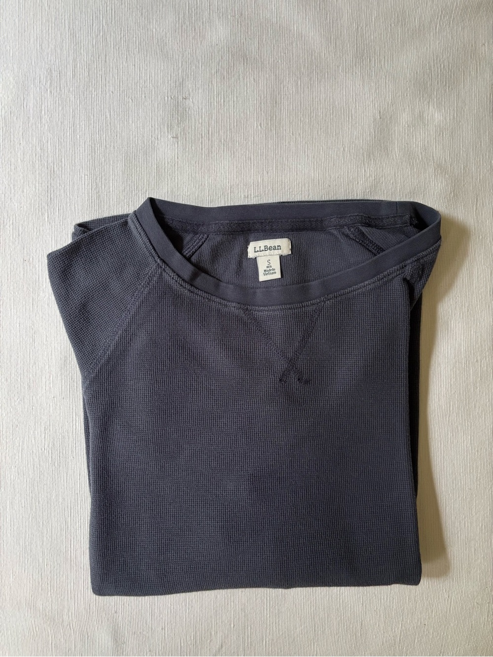 L.L. Bean Women’s Dark Navy Crewneck Waffle-Knit Long Sleeve Shirt